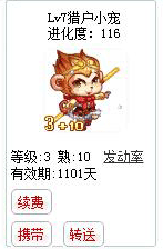 qq游戏3+10战神孙悟空宝宝有效期900多天不带进化度详情图 qq游戏3+10战神孙悟空宝宝有效期900多天不带进化度详情图